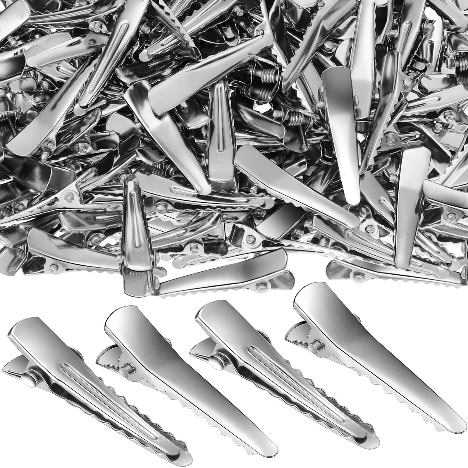 Photo 1 of Chuangdi 200 Pieces Silver Metal Alligator Hair Clips tiny small Duckbill Teeth Bows flat Hair Clips for Women Girls Care Accessories(30 mm/ 1.2 Inch)
