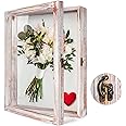 TJ.MOREE Flowers Shadow Box Display Case 11 x 14 Large Shadow Box Frame with Glass Window Door Deep Depth Picture Frame Wedding Bouquet Memorabilia Medals Photos Memory Box for Keepsakes - White Pink