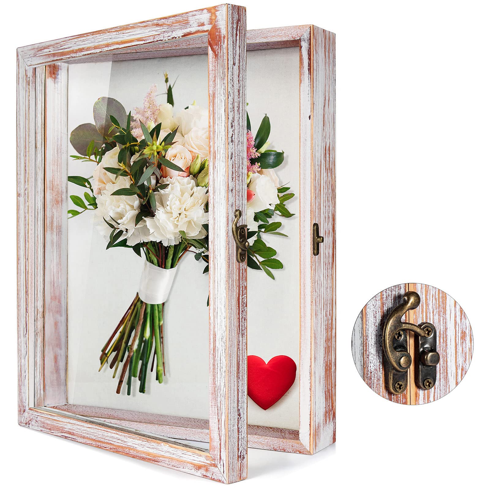 TJ.MOREE Flowers Shadow Box Display Case11”x14”( 28x36cm) Large Shadow Box Frame with Glass Window Door Deep Depth Picture Frame Wedding Bouquet Memorabilia Medals Photos Memory Box for Keepsakes