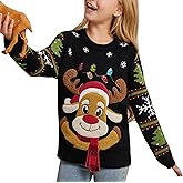 LUBOT Ugly Baby Boys' Girls’and Toddler Long Sleeve Wintertime and Holiday Parties Knitted Sweater Embroidered Deer 7T(6-7 Years)