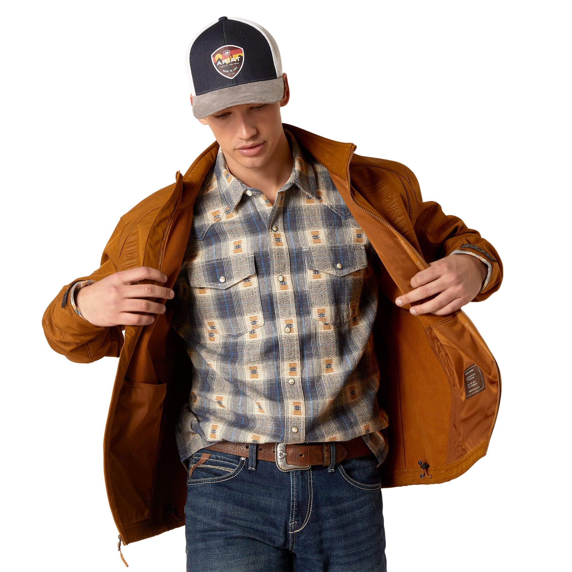 ARIAT Men's Logo 2.0 Softshell Jacket - Chestnut Embossed, Medium Image