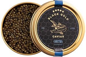 BLACK GOLD CAVIAR Osetra Black Caviar 1.06 Oz / 30 g - Sturgeon Сaviar with Balanсed Flavor - Gourmet Fish Roe, Сaviar Food