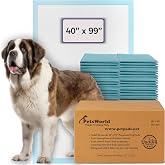 PETSWORLD Mega-Sized Dog Pee Pads (40" x 99") &ndash; 4XL Gigantic Pet Piddle Pads for Puppy Training, Incontinence &ndash; with Adhesive Sticky Tape &ndash; Leak Proof, 5-Layer Protection (20 Count)