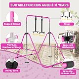 FINGER TEN Foldable Gymnastics Bar for Kids 35-51 in Adjustable Height Pink Blue view 2