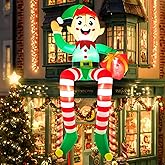 Wabolay Christmas Inflatables Elf Outdoor Decorations 8FT Giant Inflatable Sitting Elf Blow Up Yard Decoration Xmas Winter Blowups Decor Funny Built-in LED Lights for Holiday Outside Garden Lawn Roof
