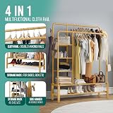 Klass Home Collection Heavy Duty Clothes Rail 120KG Gold Steel Rack view 3