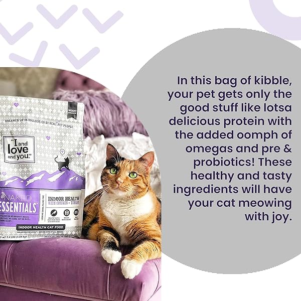 I AND LOVE AND YOU NAKED ESSENTIALS DRY CAT FOOD – CHICKEN + DUCK – GRAIN FREE, REAL MEAT, NO FILLERS, PREBIOTICS + PROBIOTICS, 3.4LB BAG
