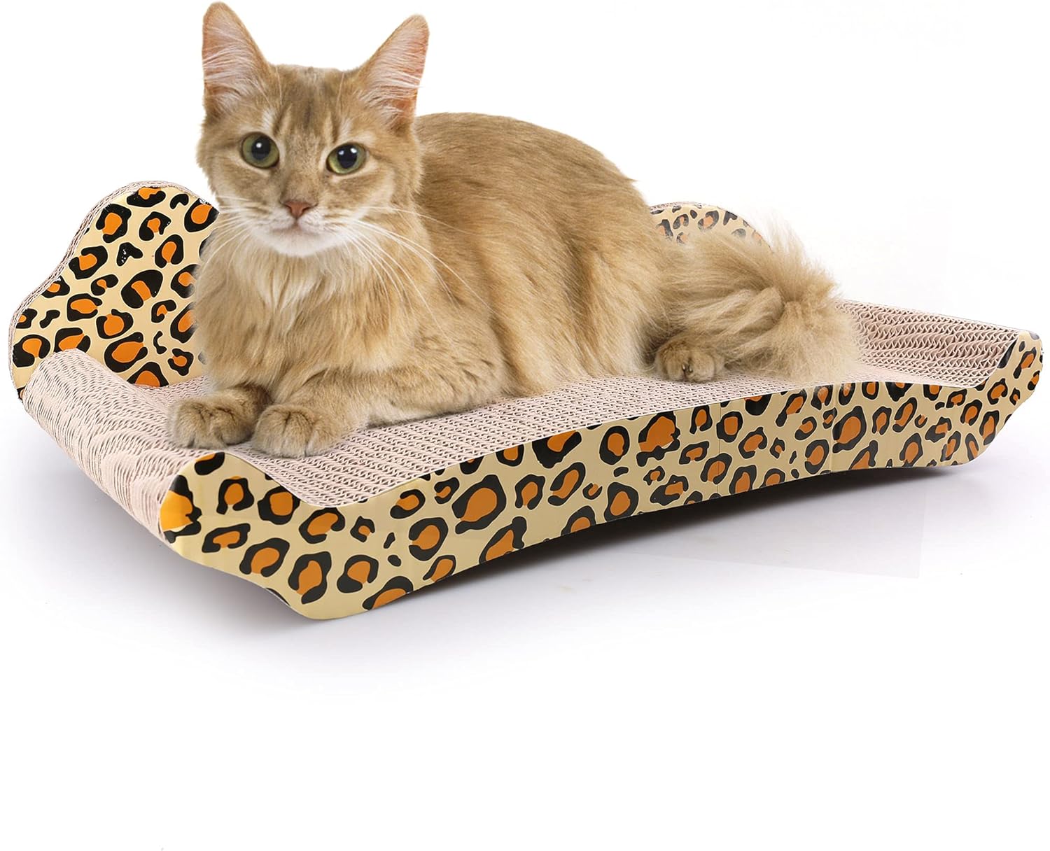 PrimePets Cat Scratcher Couch, Recycle Corrugated Cat Scratcher Cardboard, Cat Scratching Lounger Sofa, Kitty Scratcher Lounge for Small Kitty (Catnip Included)