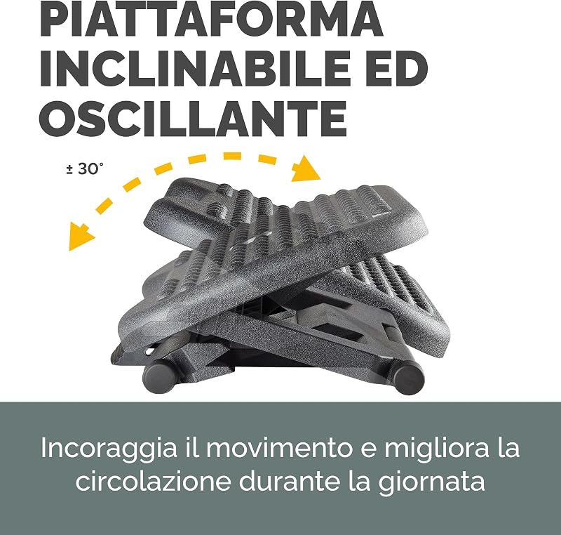 Everyday Plus Poggiapiedi ergonomico con base antiscivolo - Poggiapiedi da scrivania - Sgabello poggiapiedi per ufficio e casa - Nero