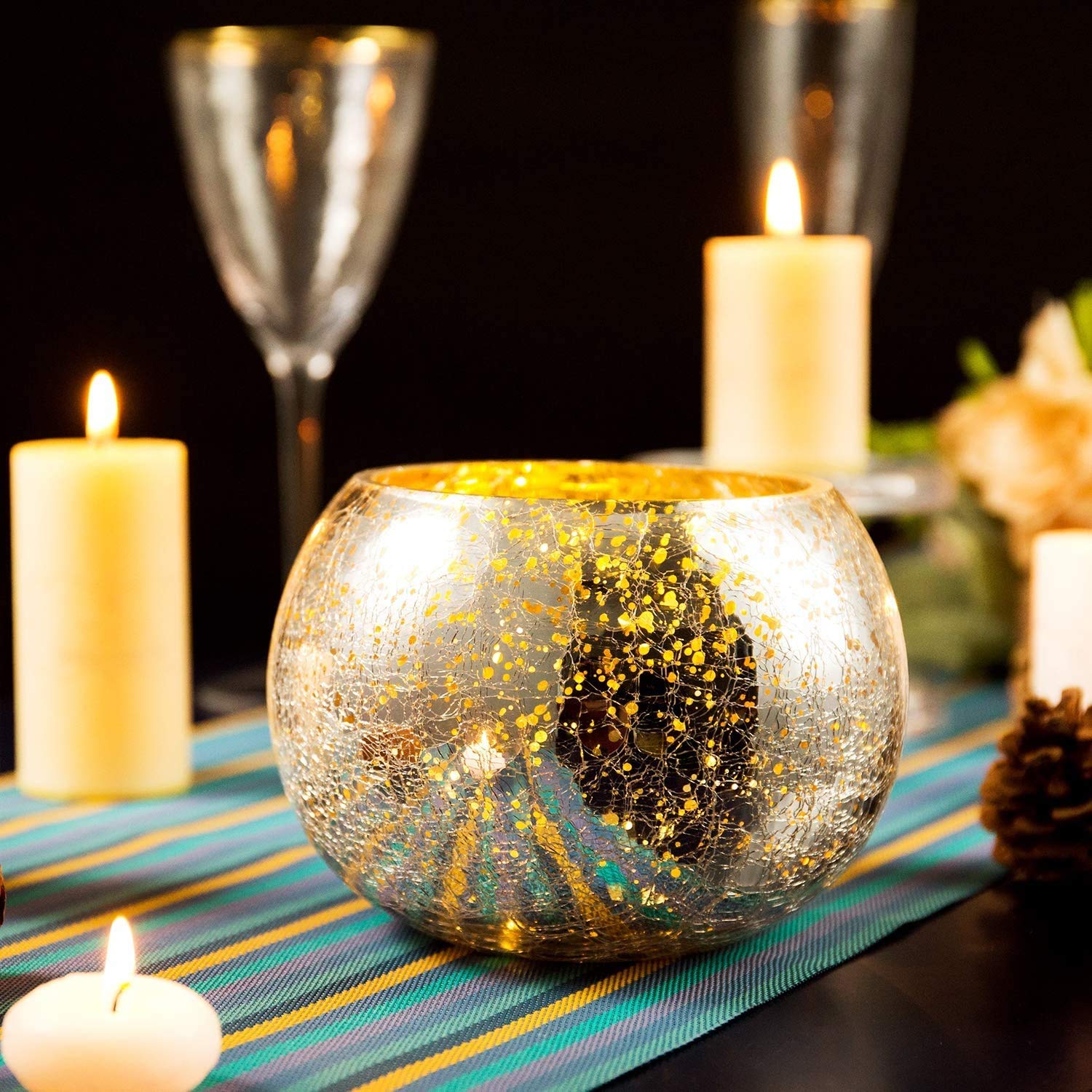 Buy Decent Glass Votive Candle Holders Mercury Glass Tealight Candle