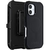 OtterBox iPhone 16 (Only) - Defender Series MagSafe Case - Black - Holster Clip Included - Built-in Magnets - Screenless - Rugged & Durable - with Port Protection - Non-Retail Packaging