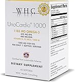 WHC - UnoCardio 1000 (60 Softgels) - 1280 mg of pure Triglyceride fish oil with high concentration omega-3 (1185 mg), 652 mg EPA and 440 mg DHA and 25 mcg (1000 IU) vitamin D3 per softgel