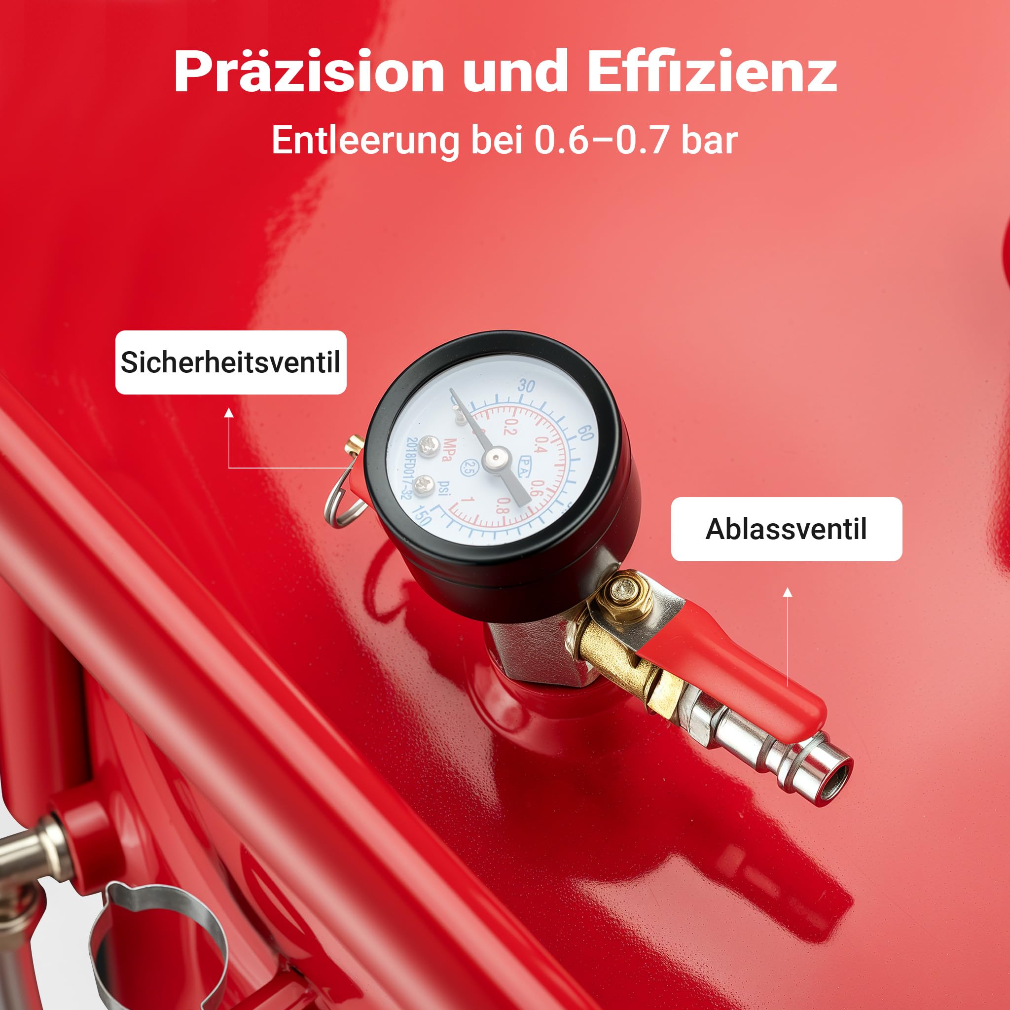 Wiltec Ölauffanggerät für 68l, höhenverstellbar 98-157cm mit 4-Rad-Fahrwerk, Entleerung mittels Luftdruck 6