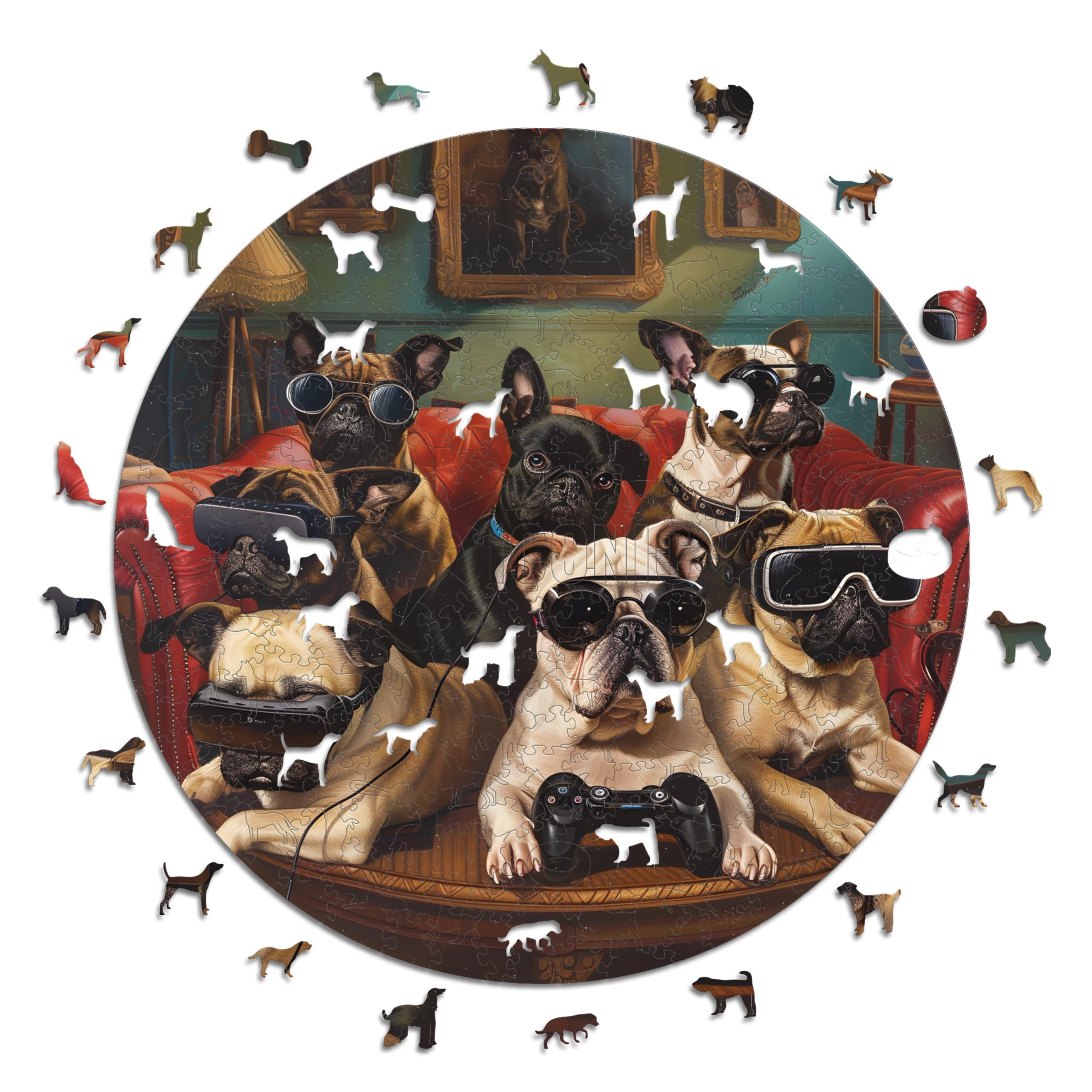 Iconic Puzzles - Gamer Dogs, fantasy animals, 100% sustainable wooden puzzle, Gifts for Children and Adults, size S, 200 Pieces โ image 1