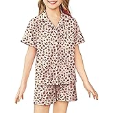 Arshiner Girls Pajamas Sets Short Sleeve Kids Pjs Button Down Sleepwear for 4-13Y