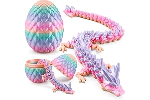 JOYIN 3D Printed Dragon Eggs with 12" Laser Rainbow Dragon Inside, Magic Articulated Toys, Cool 3D Fidget Toy, Christmas Stuffers Party Favors for Boys Teen Girls, Classroom Prize Supplies Gifts