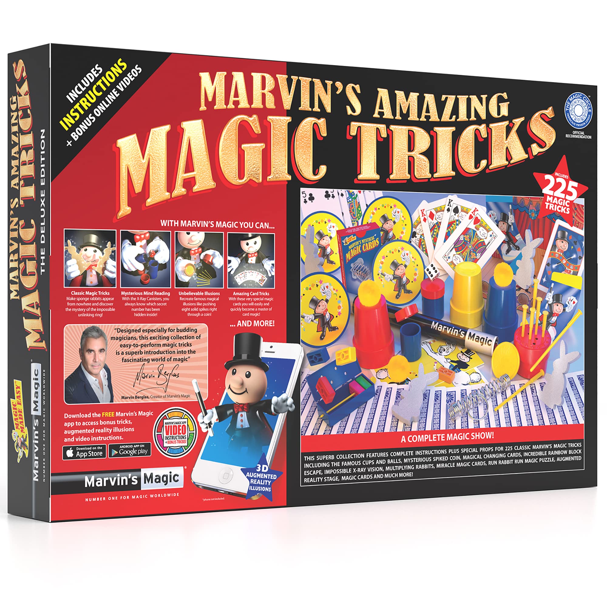 Marvin's Magic - Kids Magic Set - Box of Tricks, Amazing Tricks for Kids - Made Easy Range - Includes Wand, Card Tricks, Much More - Suitable for Ages 6 and Up - 225 Illusions