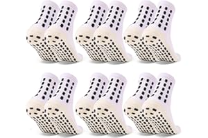 Barrlves 6 Pairs Kids Grip Soccer Socks Cushioned Non Slip Football Athletic Sports Socks for Boys Girls