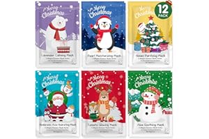 KONEUK 12 Pack Christmas Stocking Stuffers Facial Masks, Sheet Face Masks Skincare, Hydrating Facial Masks Set for Women Skin Care, Bulk Christmas Gifts for Women