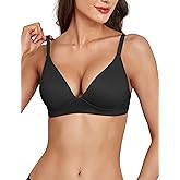 Far-free Women's Triangle Bralette Push Up Deep V Bra - Sexy Padded Plunge Wireless Bras No Underwire T Shirt Bra