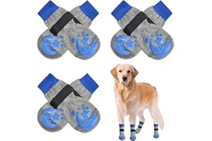 BEAUTYZOO Anti-Slip Dog Socks,Dog Shoes for Hot/Cold Pavement,Paw Protectors with Grips 3 Pairs for Puppy Small Medium Large Senior Old Dogs,Dog Socks to Prevent Licking and Hardwood Floor Protection
