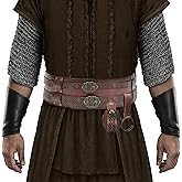 SUMGOGO Retro Waist Belt Medieval Viking Leather Waist Armor Knight Wide Corset Belt Renaissance Halloween Cosplay Costume (Pouch Brown)