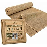 RAINFLOW 39" x 13 Feet Burlap Roll - Burlap Fabric by the Yard | Natural Jute Fabric for Gardening, Weed Barrier, Tree Trunk Wrap, Outdoor Landscaping, Wedding Decor, Table Decor &amp; Craft Use