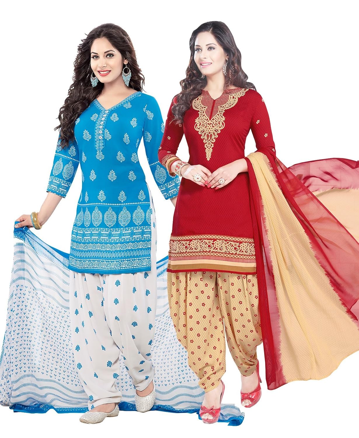 ishin women's synthetic unstitched dress material combo of 2 (combodm-615_multicolor_free size)