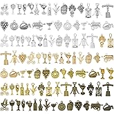 MEDIHOOL 100Pcs Wine Charms for Jewelry Making,Alloy Metal Wine Themed Charms Mixed Grape Cocktail Shape Pendant for Bracelets DIY Craft Gifts