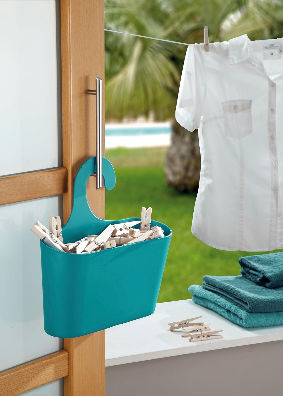 stardis Shower Basket Blue with Hooks for Hanging Shower Shelf Bathroom Utensilo Hanging Shelf, Steel Blue, Mittel - Image 5
