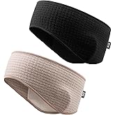 LONGLONG 2 Pack Winter Ear Warmers for Women Men | Moisture Wicking Fleece Earmuff Headbands-Cold Weather Running Ski Cycling
