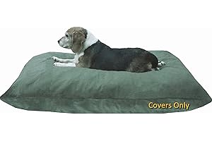 DOGBED4LESS DIY Pet Bed Pillow Denim Cover + Waterproof Internal case for Dog/Cat at Medium 36"X29" Olive Green Color - Covers only