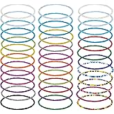 Hicarer 36 Pcs Elastic Beaded Bracelets for Women Bohemian Stackable Beaded Stretch Ankle Bracelets Handmade Colorful Jewelry