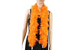 FLYDREAMFEATHERS Over 10 Color 25 Gram, 4 Feet Long Chandelle Feather Boa, Kids Feather Boa, Great for Party, Wedding, Halloween Costume, Christmas Tree, Decoration (Orange)