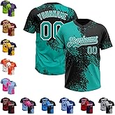 Custom Softball Jersey Baseball Shirts 2-Button Team Uniform Stitched Personalized Sports Fan T-Shirts for Adult Youth