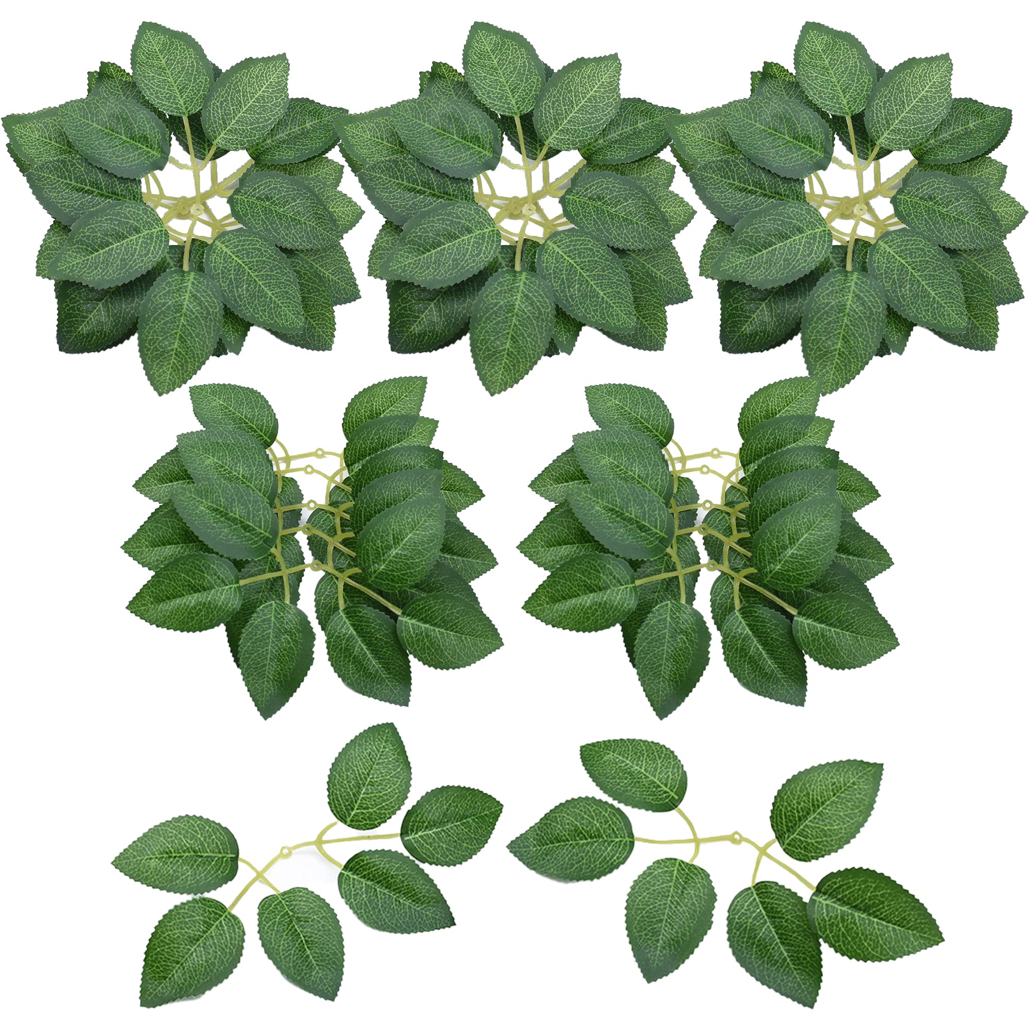 Woohome 150 PCS Artificial Green Silk Rose Leaves, 5.1cm x 3.4cm, Realistic, Versatile, Artificial Leaves for DIY Wedding Bouquets, Party Decorations
