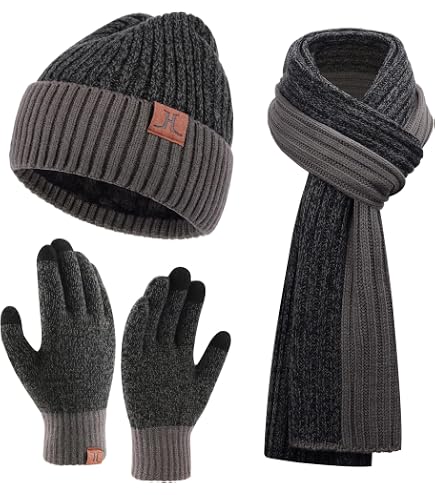 6-Piece Winter Hat Scarf Gloves Set with Touchscreen Gloves, Acrylic & Polyester SATINIOR 6 Pcs Winter Knit Beanie Hat Scarf Touchscreen  main image 3