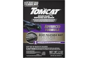 Tomcat Mouse Killer Disposable Bait Station - Advanced Formula: Child and Dog Resistant, Indoor and Outdoor Use, 2 Count, Pre-Filled, 2 oz.