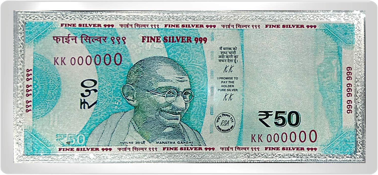 MAA SILVERPure Silver Laminated Currency Note for Gifting & Religious Use (999 Purity)(2.5 Grams Silver)