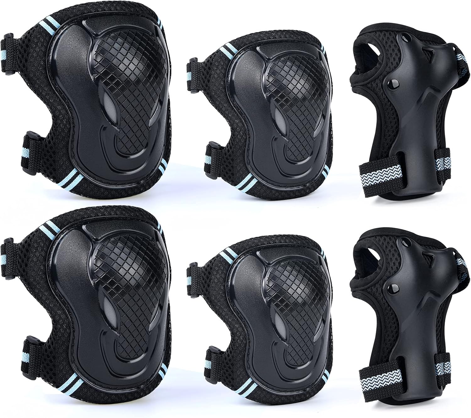 SPOMAT Knee and Elbow Pads with Wrist Guards Kids Adults 6 in 1 Protective Gear Set for Skating, Rollerblading, Scooter, Riding Sports : Sports & Outdoors