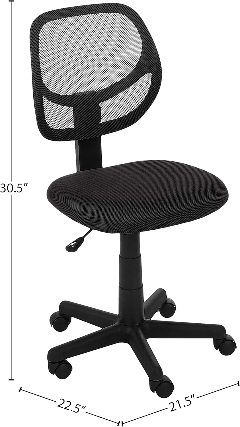 Basics Low-Back, Upholstered Mesh, Adjustable, Swivel Computer Office Desk Chair, Black: Furniture & Decor