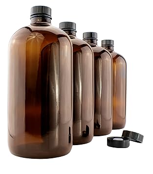 900 ml ámbar Kombucha Growler botellas (Pack de 4 unidades); 1 Quart Boston