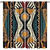 PHTAYOT African Tribal Curtains, Tribal Ethnic Style Totem Geometric Pattern for Room Decor, Print Drapes for Living Room Bedroom Kitchen 2 Panel Set 20.5" W X 45" L