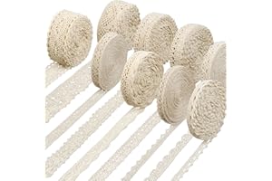 AIETSYEI Lace Ribbon 45 Yards Vintage Ribbon Cotton Lace Trim Craft Lace Crochet Sewing Lace for Gift Package Wrapping, Bridal Wedding Decoration, Scrapbooking Supplies (Beige)