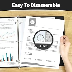 SUNEE 3 Ring Binder 1 Inch 1 Pack, Clear View