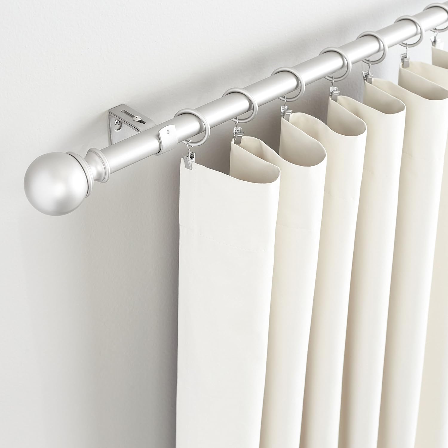 Basics Adjustable Curtain Rod Wall Bracket Hooks, Set of 2, Silver Nickel: Home & Kitchen
