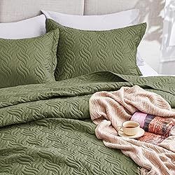 Love's cabin Twin Quilt Bedding Set Olive Green