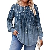 IN'VOLAND Womens Plus Size Tops Long Sleeve Shirts Crew Neck Flowy Tunic Fall Casual Loose Blouse 1X-5X