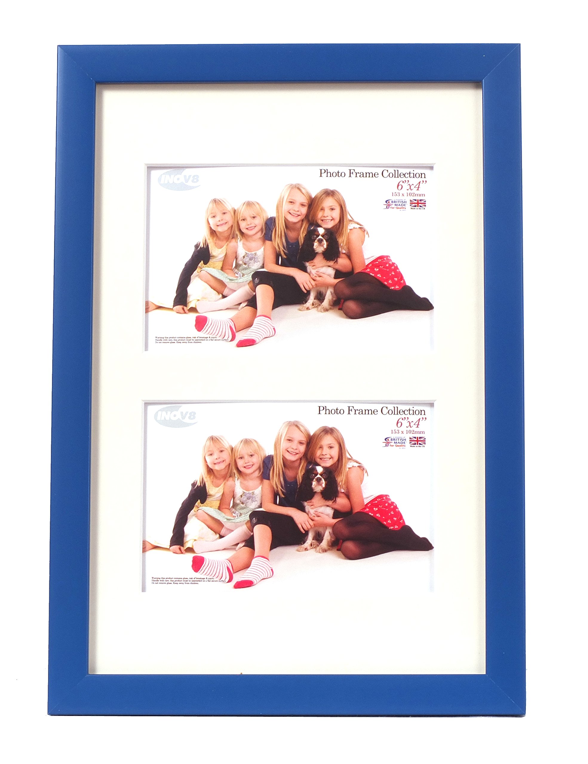 Inov8 British Made Traditional Picture/Photo Frame, Royal Blue, 12x8 Dual Aperture with Two 6x4 Inch Insets — image 1