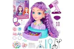 4-in-1 Doll Head for Hair Styling Kids-9Inch,Hair Salon Toys Makeup Kit Princess Accessories Pretend Play Toys Birthday Gifts